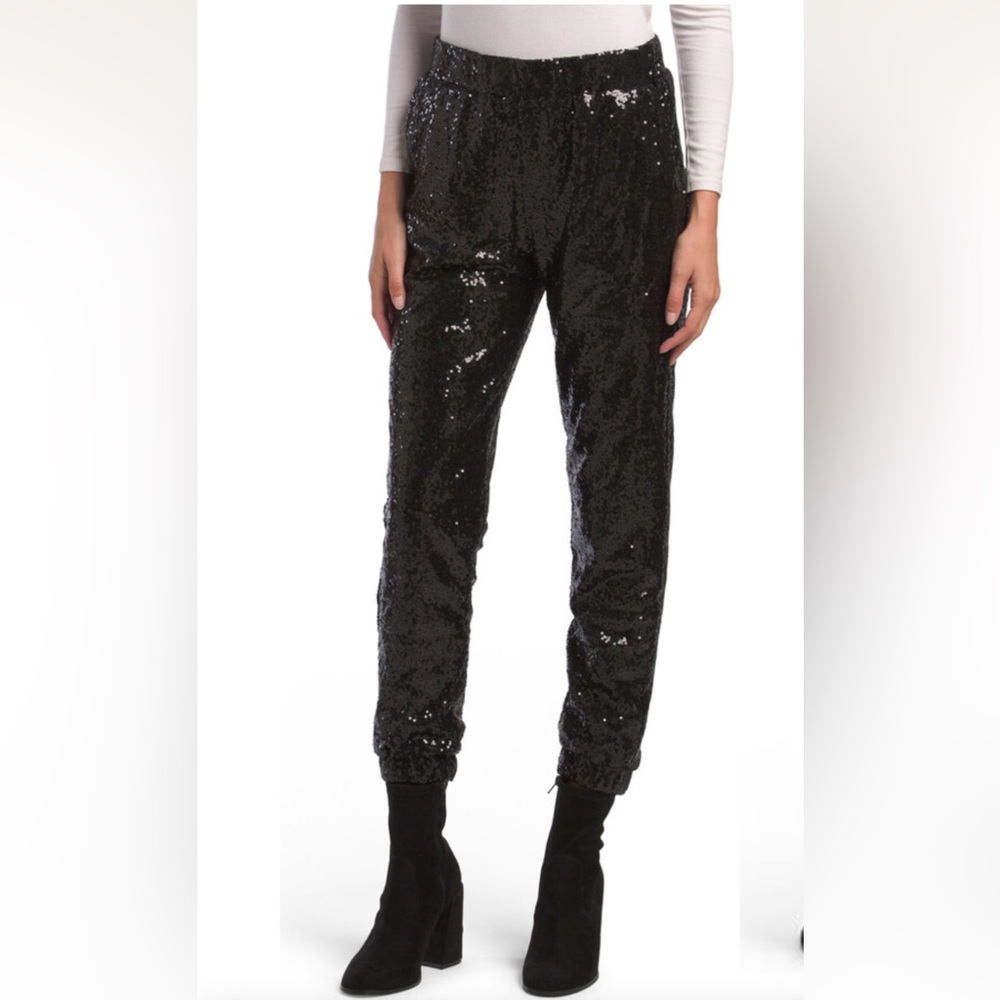 NWOT 7 For All Mankind Black Sequin Joggers size Small